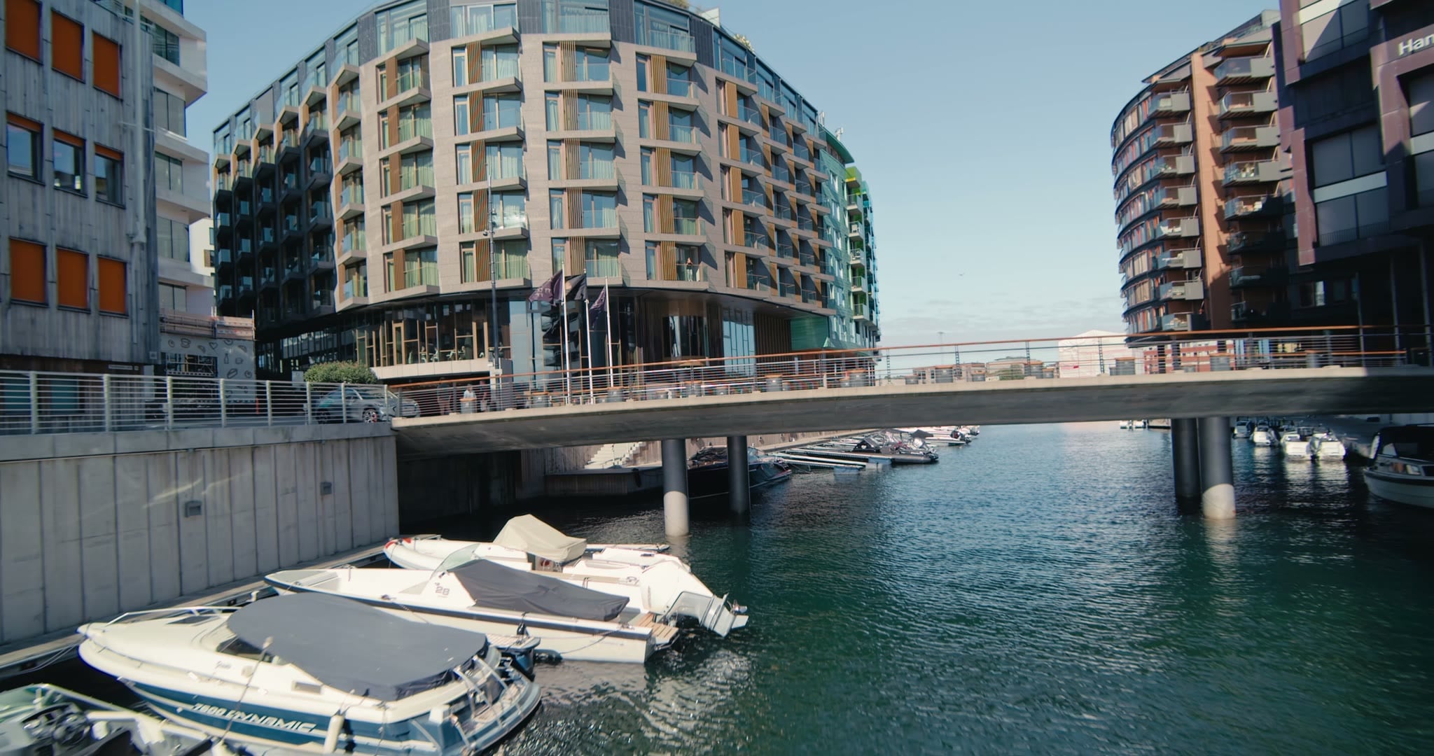 The Thief, Oslo, seen from a low FPV pass along the rooftop